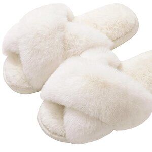 Fuzzy Open Toe Slippers